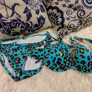Leopard Print Victoria's Secret Bikini Set (Teal)